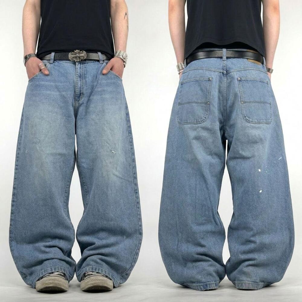 Vintage y2k embroidered skater baggy wide leg grunge archive rare jeans